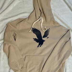 American Eagle Outfitters Tan Hoodie with Black Graphic
